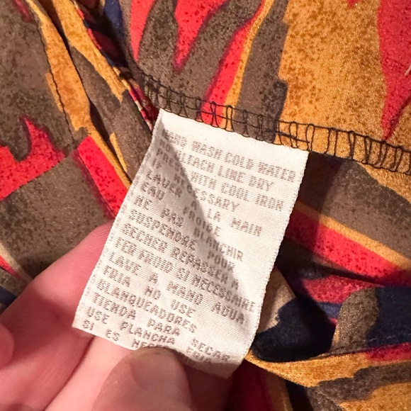 Jones New York Silk Vintage Red Yellow Southwestern Aztec Faux Wrap Maxi Shirt - Picture 12 of 15